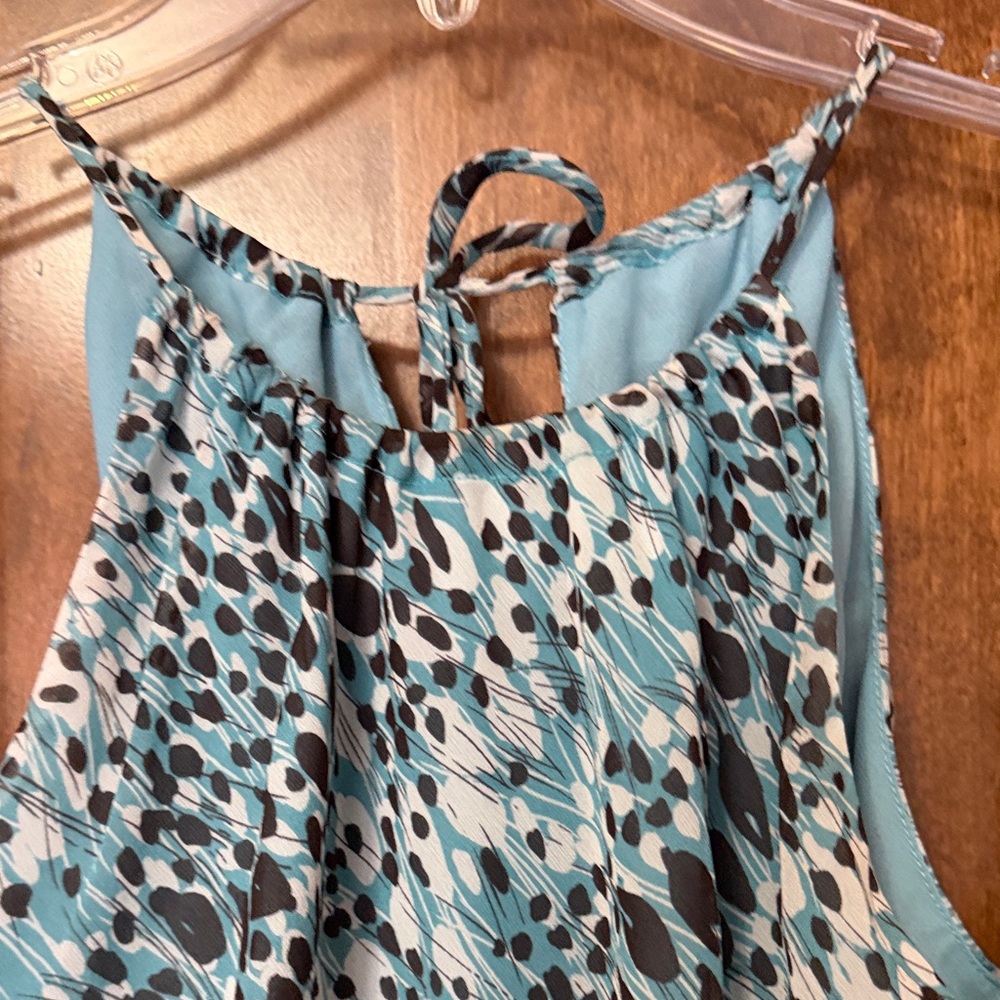 Ann Taylor Teal and Black Animal Print Halter Maxi Dress - 10 - Picture 2 of 8